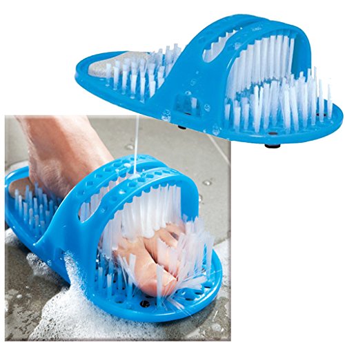 BLUE SHOWER FEET FOOT SOAP SCRUBBER EXFOLIATING WASHER WASH SHOE SLIPPER PUMICE STONE