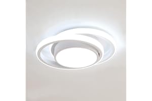 Comely Plafón LED Redondo 28 cm 32 W – Luz Fría 6500 K, 2350 lm – Silicona Suave, Diseño Doble Círculo – Perfecto para Baño, Cocina, Pasillo