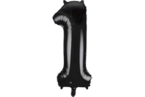 UNIQUE Black Number 1 Shaped Large Foil Balloon (86cm) 1 Piece - Perfect for Birthday Parties and Special Events