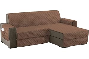 sevi's Housses de Canapé Dangle 200cm Gauche/Droit Universel Impermeable avec Accoudoirs, Réversible Protégé Canapes -Marron Clair