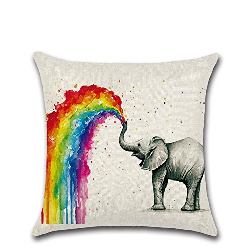 Calcifer 45,7 x 45,7 cm (45 x 45 cm) Rainbow Tiere Robuster Baumwolle Leinen Überwurf Kissen Kontakte Fall Kissen für Home Sofa Deko (Set von 6) - 2