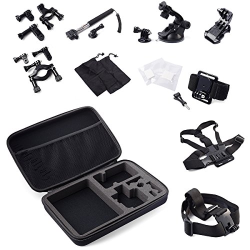 XCSOURCE® 35tlg Zubehör Satz set für GoPro Hero 2 3 3 +4 SI4000 SJ5000 Kamera Teleskopisch- handheld-Stativ Monopod Selfie-Sticks Aufbewahrungskiste Tasche Brustgurt Kopfband Handschlaufe Schweißbänder Saugnapf Lenker / Sattelhalter J-Haken Anti-Fog Inserts Stativ-Adapter Schrauben Klebstoff self-trocken im Freien Reise Fotografie Foto OS094 - 9