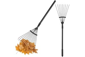 GREENFIELDS Telescopic Metal Adjustable Rake for Quick Cleaning of Lawn, Yard & Garden | Leaf Rake with Steel, Lightweight & Rust Resistant Ergonomic Handle