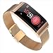 Produktbild KLE Smart Sport Armband Huawei Monitor Herzfrequenz Blutdruck Farbdisplay Wasserdicht Oppo Uhr Hirse 3 Schrittzähler Smart Watch (Farbe : Gold, größe : Metal Strap)