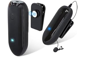 Mini Wireless Lavalier Mikrofon System,LENSGO LWM-318C 20-Kanal UHF Professional Omnidirektionales Kabelloses Ansteckmikrophone Set mit 1 Sender und 1 Empfänger für Canon Nikon DSLR Kamera Smartphone