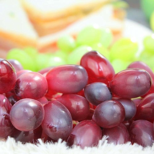 Wady 2pc Deko Kunststoff Weintrauben Wein Trauben Kunstobst Plastikobst künstliches Obst Gemüse Dekoration 2 mal 17cm (Lila) - 5