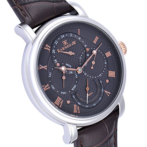 Thomas Earnshaw Men's Longcase Master Calendar Quartz Watch with Black Dial Analogue Display and Brown Leather Strap ES-8048-02