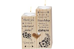 GSHUR Wooden Heart Shaped Candle Holder Friendship Gifts for Women, Sister Gifts, Friendship Gifts for Women, Christmas Birthday Wedding Graduation Gifts for Sister Women