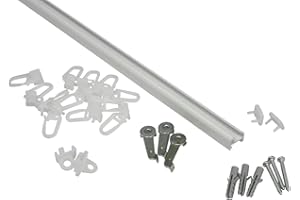 GARDINIA Riel de aluminio de 13 mm, Riel de cortina de una vía, Accesorios incluidos, Longitud: 120 cm, Blanco