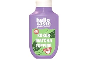 ‎HELLOTASTE hellotaste Kokos Matcha Sauce 250ml - kalorienreduziert, ohne Zuckerzusatz & voller Geschmack | Für Pancakes, Porridge, Joghurt uvm. | Vegan, aspartamfrei, glutenfrei, sojafrei | 1 x 250ml
