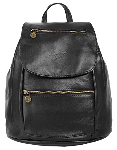 Preisvergleich Produktbild Samantha Look Rucksack City Echt Leder schwarz Damen - 017743