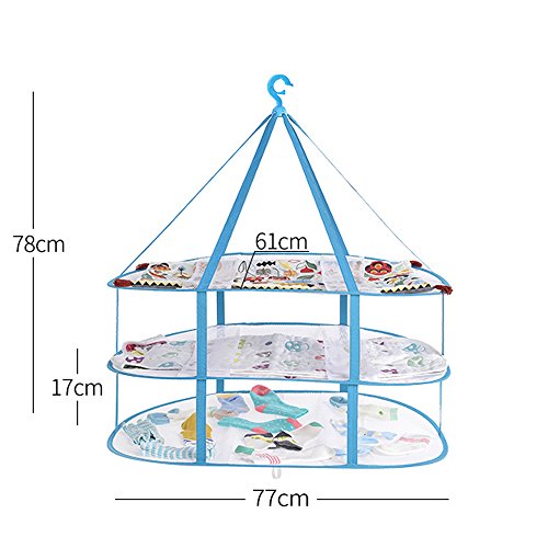 Bequem Tragbar Langlebig Trocknen Gestell Falten Mesh Hängend Kleider Wäsche Korb Netze 3 Schichten Für Underwears Damen Dessous Woll Pullover Baby Kleider Puppenkissen Plüschtiere (77X61X78cm) - 2