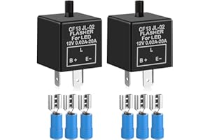 Gebildet 2pièces 12V 3Broches Relais Clignotant Réglable pour Les Clignotants de LED CF-13KT, Voiture Moto Relais électronique de Clignotant 0.1W-150W, Livré avec Les 6pcs Terminaux