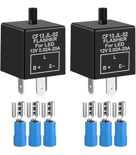 Kardne Led-knipperlichtrelais, 12 V motorfiets, 2-polig, universeel knipperrelais, belastingsonafhankelijk, knipperfrequentiecontrol, LF1-S-PIN Max 150 W led, knipperlichtrelais (12 V, 2 polig