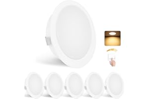 YindaLux 6er Set LED Einbaustrahler 230V Dimmbar 3W 3000K Warmweiß, LED Spot Ultra Flach 300LM Bohrloch 55-58mm und 15mm Flache, IP44 Möbeleinbauleuchte Einbauspots für Spiegelschrank, Weiß