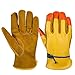 Produktbild OZERO Leder Arbeitshandschuhe, Premium Rindsleder Handschuh mit Fluoreszenz Fingerspitze für Sicherheit & Sicherheit - passend für Damen & Herren 3 Paar XL