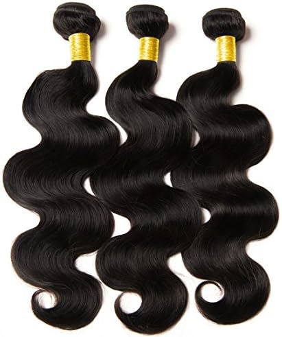 Musi 8A Brazilian Virgin Hair Body Wave 3 Bundles 100% Unprocessed Virgin Brazilian Body Wave Human Hair Weave Extensions Natural Color 300g/Lot (16 18 20 Inch)