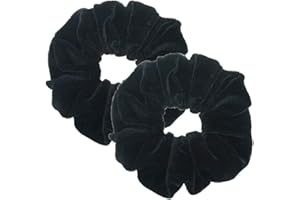 PIDOUDOU 2 Pcs Black Color Large Velvet Scrunchies for Auldt Women Large Elastic Hair Ties Ropes