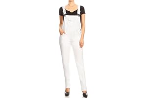 Anna-Kaci Womens Vintage Wash Straight Leg Denim Overalls with Pocket Bib