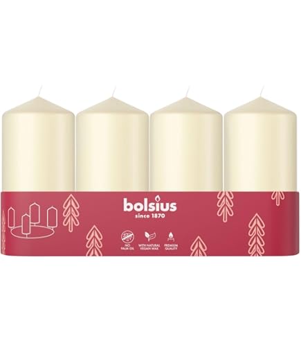 Candela A Pilastro Beige 20x8cm - 100 Ore Di Durata, Non Profumata Per Decorazione - Foto 2