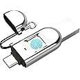 SCALEBEE 256GB USB Flash Drive Type-C USB3.0 Dual-Port Metal Fingerprint Encryption U Disk OTG Pendrive for Laptop Computer Smartphone (Silver, Type A to Type C) (256 GB)