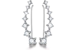 IMINI Biały diament wspinaczki mankiet zawijany CZ srebro wysokiej próby 925 moda ćwieciste przebijane zamieszane kolczyki dla kobiet dziewcząt 7 kryształów CZ hipoalergiczne dla wrażliwych uszu prezenty na urodziny Bff e srebro wysokiej próby, colore: biały, cod. 529