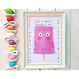 SWEET LIFE Poster Din A4 Zuckerwatte Kinderzimmer Süßigkeiten Naschkatze rosa Wolke bunt Kinderzimmer Deko Candy Bar Hochzeit süß