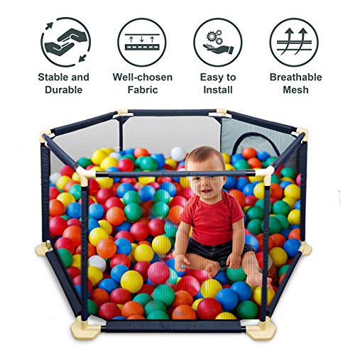 Détachable Playpen Clôture de Sécurité Parc Bébé Pliable Barrière de Sécurité Enfant Pour Enfants Pour Les Bébés/Tout-Petits/Nouveau-Nés/Nourrissons (Bleu)