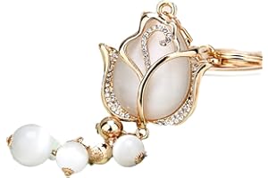 Portachiavi Per Auto In Cristallo,MoreChioce Bling Bling Car Bag Ciondolo Per Borsa Con Strass Glitter Per Auto Portachiavi Con Ciondolo A Forma Di Fiore Portachiavi Per Donna Regalo,Bianco