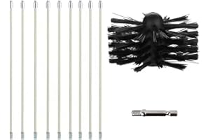 ‎WIVMYPOG Kaminbürste Stange Set, Kanalentlüftungs Reinigungsset, 100mm Bürstenkopfs Mit 9 Flexibler 410mm Stange Kaminbesen Set für Kamin/Trockner Vent/Abwasserrohr/Dunstabzugshaube (Schwarz-41cm)