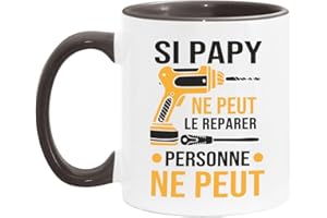 Lalasol Mug Papi Papy Bricoleur - Idée Cadeau Pour Grand-Père Bricoleur – Tasse Papy Fête Des Grand-Pères Anniversaire Noël - Imprimé en France