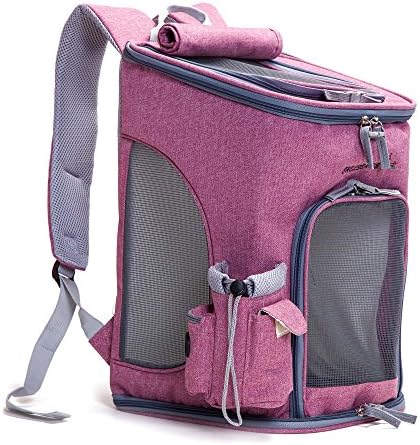 Kaka mall Breathable Fabric Foldable Cat Puppy Small Dog Backpack Carrier Travel Bag Pet Up to 15 lbs (Cherry Pink)