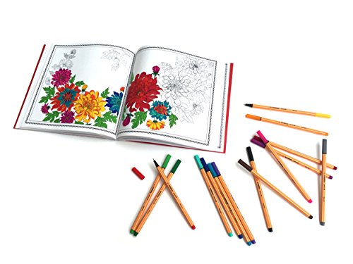 Stabilo KREATIVE AUSZEIT Erwachsenen-Malbuch (78 filigrane Motive, inklusive point 88 Fineliner) 15er Pack - 2