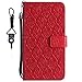 Produktbild SsHhUu iPhone 7 Plus Hülle, Echt PU Leder Hülle Kartenfach Standfunktion Magnet Ledertasche mit Schlaufenclip Schlüsselband für Apple iPhone 7 Plus/iPhone 8 Plus (5.5") - Rot