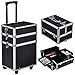 Popamazing Aluminium Beauty Cosmetic Vanity Case Box for Pro Make Up/Nail Art/Travel/Storage (Black) (34 x 25 x 72cm, Black)