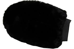 Merauno Horse Sheep wool Grooming Mitt Lamb wool Cleaning Glove (Black)