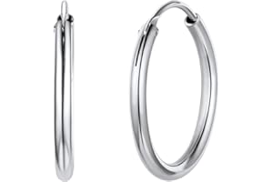 ChicSilver Créoles en Argent 925 Femme/Plaqué Or 18K Antiallergique - Diamètre 15-70 mm - Boucle d’oreille Doré/Or Rose/Argenté - Bijoux Anneau Oreille Femmes Fille (Boîte Cadeau)