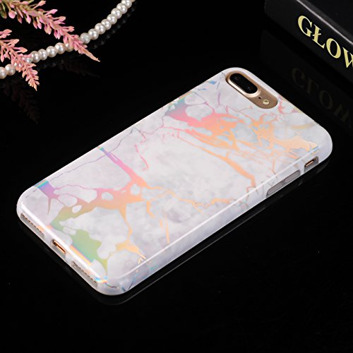 JIAXIUFEN iPhone 7 Plus Funda  Funda de Silicona Suave Case Cover Protecci  n C  scara Soft Gel TPU Carcasa Funda para Apple iPhone 7 Plus iPhone 8 Plus - Shiny Change Color Gray M  rmol Dise  o