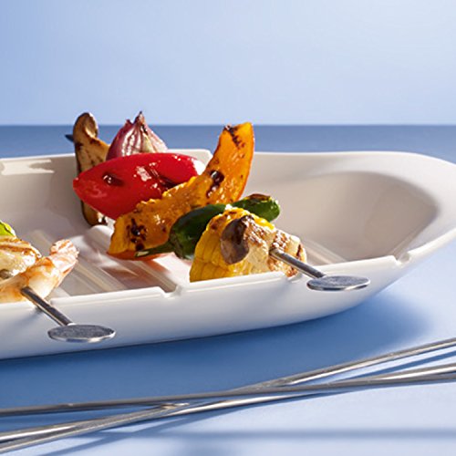 Villeroy & Boch BBQ Passion Servierplatte mit Spießfunktion L / Edles Tablett in Weiß aus Porzellan / Spülmaschinenfest / 42x22x4cm - 7