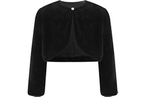 Linjinx Enfant Fille Cape de Mariage en Fausse Fourrure Gilet Boléro Cardigan Princesse Soirée Cérémonie Baptême Manches Longues Veste de Demoiselle d'honneur 2-12 Ans