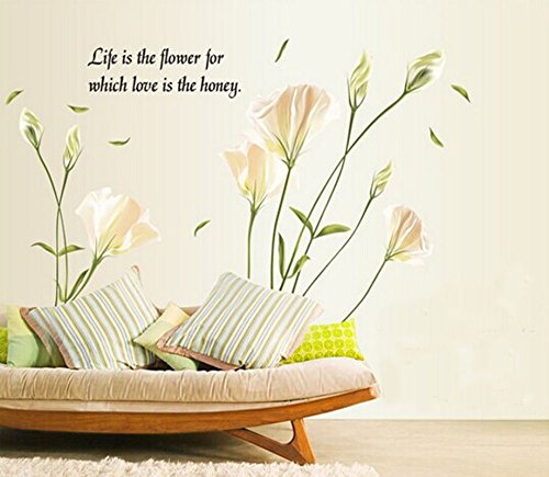SMART LEGEND Wandsticker Wandtattoo Größe: 60cm*90cm Home Dekoration Aufkleber Wohnzimmer Zuhause Dekoration Lilie Blumen frisch - 4