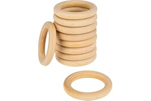 IDEEN MIT HERZ Anelli in legno di alta qualità per fai da te, 10 pezzi, diametro 5 cm, spessore: 8 mm, colore naturale
