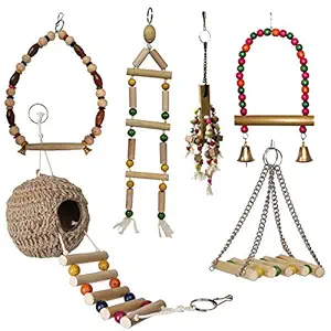 Jainsons Pet Products? Bird Swing Toys, Birds Chew Toys with Hanging Bird Cage Toys with Ladder Nest for Small Parakeets, Cockatiels, Conures, Finches, Budgie, Parrots, Love Birds(Birds Gift Pack)