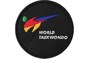 Mooto Écusson à broder de type taekwondo - Diamètre : 8 mm - 1 EA - Blanc et noir - Taegeukgi World Taekwondo Kukkiwon TaekwondoWon