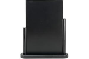 SECURIT - Lavagna Da Tavolo Elegant - Per Pennarelli A Gesso Liquido - Per Caffè, Ristoranti, Bar, Negozi - Grande - Inserto Rimovibile - Faggio Laccato - 21x30cm - Colore Nero