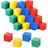 Renkli Ahşap K&uuml;p Bloklar 2.5x2.5 cm 16 Adet Ahşap Renkli Kare Blok Eğitici Geliştirici Oyuncak K&uuml;p Matematik Birim K&uuml;p