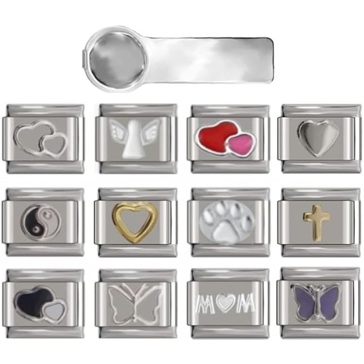 Stylish Piano Keyboard Enamel Charm – 9mm Italian Charm For Bracelets, Traditional 304L Stainless Steel - View #4