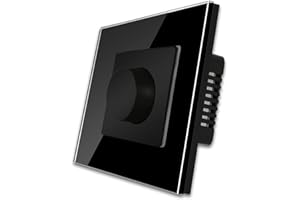 CNBINGO Interruptor de dimmal, atenuador de luz TRIAC para lámparas LED/Dimmable/lámparas halógenas,Negro panel de vidrio endurecido, no se requiere un conductor neutro, 1 bandas de 1 vía, 500W