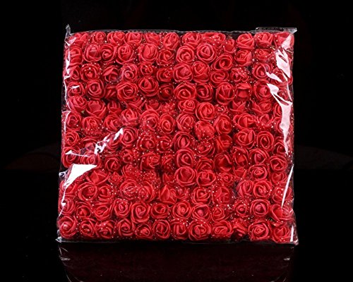 Lucky Will 144 Stück Klein Künstliche Rosen Blumen Kunstblumen Blumensträuße Hochzeits Deko rot - 2