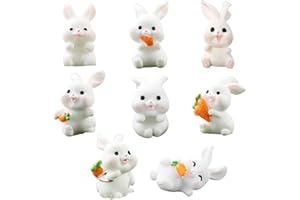 HAZMA Miniature Coniglietto Figurine Ornamenti, 8 Pezzi Miniatura da Giardino Pasqua Coniglio, Pasqua Decorazione, Mini Figurine di Conigli Coniglietto Figurine Ornamenti